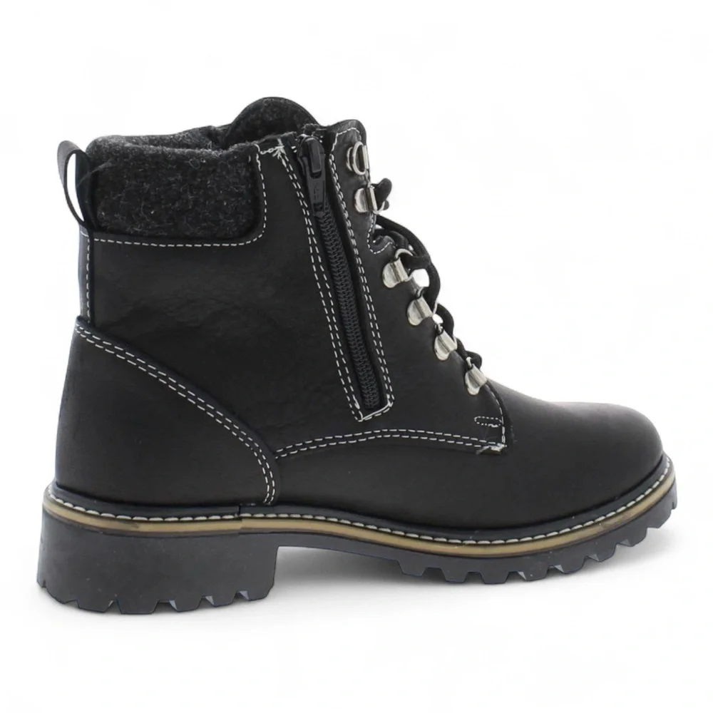 Ami Martino Penny Fleece Lined Leather Side Zip Boot in Black NWT